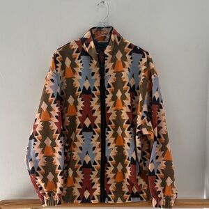 Aztec Pattern Full-Zip Fleece Jacket